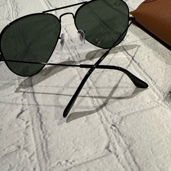 Ray-Ban Black and Green Aviator Sunglasses